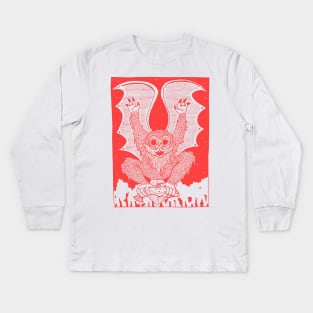 Batboy, Half-Human, Half-Bat Cryptid Kids Long Sleeve T-Shirt